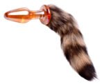 Fox Tail Anal Plug – Borosilicate Glass and Faux Fur – Orange - Image 4