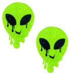 Super Sparkle Lemon Lime Blacklight Glitter Melty Alien Nipple Cover Pasties