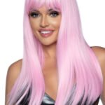24 Inch Long Straight Bang Wig Pink