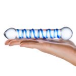 6.5 Inch Spiral Dildo – Borosilicate Glass – Blue - Image 4