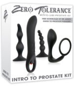 Intro to Prostate Kit – Four-Piece Silicone Prostate Stimulator Set with Vibrating Massager and DVD – Black