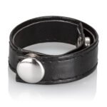 Leather Black 3-Snap Adjustable Ring - Image 4