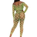 2 Pc Net Crop Top and Footless Tights - One Size - Neon Green