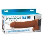 Fantasy X-Tensions Elite 7" Vibrating Hollow Silicone Strap-on - Brown