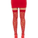 Heart Net Thigh Highs - One Size - Red