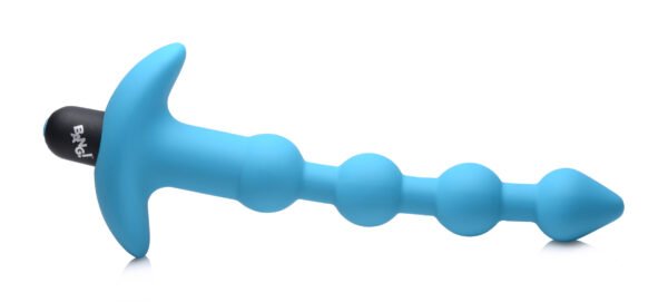 Bang - Vibrating Silicone Anal Beads and Remote  Control - Blue