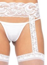 Sheer Thigh Highs Lace Stockings with Garterbelt – White, One Size - Image 2