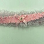 Satin Leg Garter - One Size - Baby Pink With White Lace