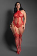 Stripped Down Teddy Bodystocking – Queen – Red - Image 2