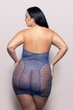 When Stars Align Rhinestone Halter Dress - Queen - Blue - Image 3