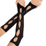 Sweetheart Striped Keyhole Arm Warmers O/s - Black