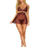 Bralette, Babydoll Skirt, and G-String Dmnd - One Size - Cherry Lacquer