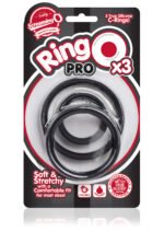RingO Pro X3 Black Cock Ring – 3-Pack, Body-Safe Silicone - Image 3
