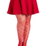 Plus Valentina Heart Net Tights - 1x 2x - Red