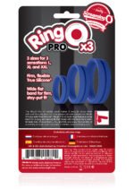 RingO Pro X3 Stretchy Silicone Cock Ring Set – Blue - Image 6