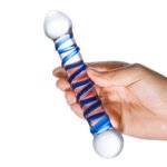 6.5 Inch Spiral Dildo – Borosilicate Glass – Blue - Image 3