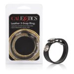 Leather Black 3-Snap Adjustable Ring - Image 5