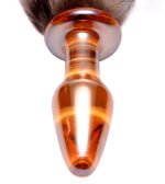 Fox Tail Anal Plug – Borosilicate Glass and Faux Fur – Orange - Image 3