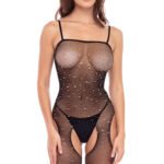 Sparkle Crotchless Bodystocking - Onesize - Black