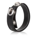 Leather Black 3-Snap Adjustable Ring - Image 3