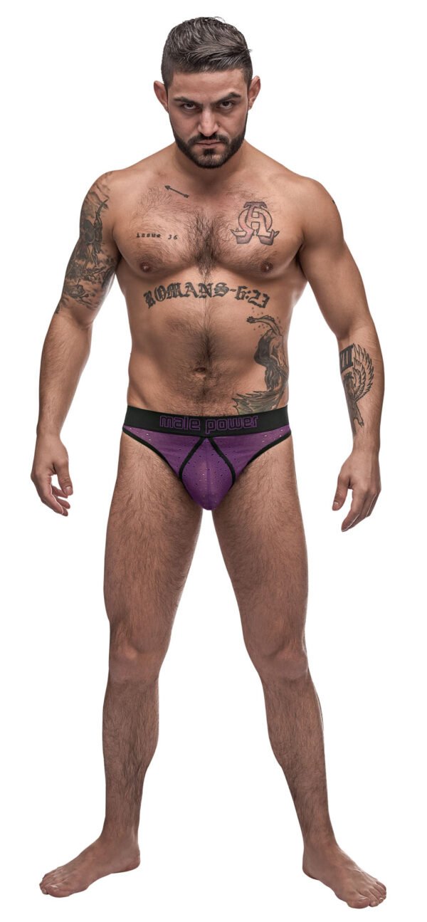 Airotic Mesh Enhancer Thong - Purple - S/m