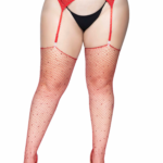 Rhinestone Fishnet Stockings - 1x/2x - Red