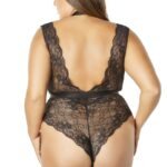 Soft Cup Teddy With Harness Choker - Black - 3x/4x