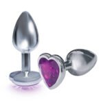 The 9's the Silver Starter Heart Bejeweled Stainless Steel Plug - Violet