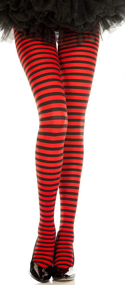 Striped Tights - One Size - Black/red