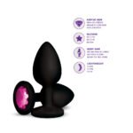 Cheeky Charms Gemma Pink Gem Medium Anal Plug – Black Silicone - Image 6
