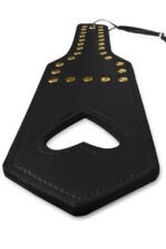 Spanker Black Faux Leather Spanker with Studs and Heart Detail - Image 2