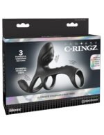 Fantasy C-Ringz Ultimate Couples Cage Max Rechargeable Vibrating Cock Ring – Black