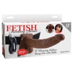 Fetish Fantasy Series 9-Inch Vibrating Hollow Strap-on With Balls - Brown