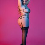 Sexy Time Strappy Bra Garter G-String Set With Rings - Black - 1x-3x