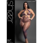 Set Me Free Footless Open Crotch Bodystocking - Queen - Dark Purple