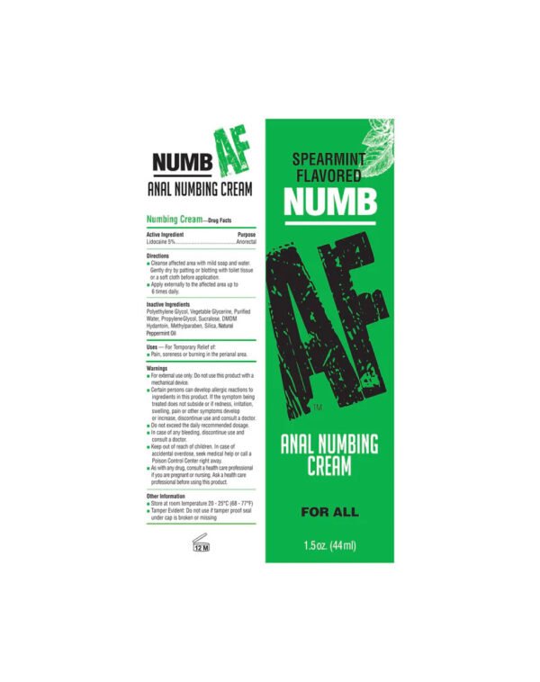 Numb Af- Spearmint Flavored Anal Numb Cream - 1.5 Oz (44 ml)
