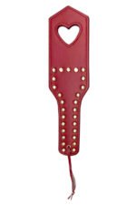 Spanker Red Faux Leather Spanker with Studs and Heart Detail