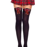 Plaid Bow Thigh Hi - One Size - Black /  Plaid