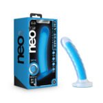 Neo Elite - Glow in the Dark - Tao - 7 Inch  Silicone Dual Density Dildo - Neon Blue
