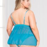 Mesh Babydoll and Panty Set - Queen Size - Teal