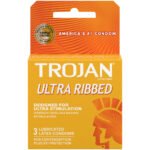 Trojan Stimulations Ultra Ribbed Lubricated Condoms - 3 Pack