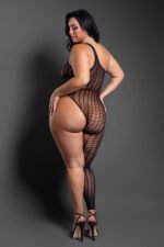Killin It Asymmetrical Footless Bodystocking - Queen - Black - Image 3