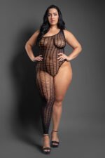 Killin It Asymmetrical Footless Bodystocking - Queen - Black - Image 2
