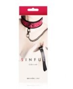 Sinful Collar Pink – Adjustable Vinyl and Neoprene Collar with Leash