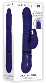 All in One Rechargeable Thrusting Rabbit Vibrator – Blue - Image 2