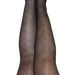 Ally - Polka Dot Thigh High - Size D - Black