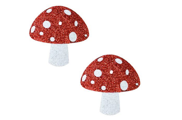 almost-emoji-sparkly-red-shroom-nipple-cover-pasties Almost Emoji Sparkly Red Shroom Nipple Cover Pasties - Image 1