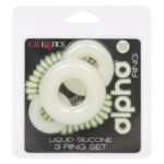 Alpha Glow-in-the-Dark Liquid Silicone 3 Ring Set - White - Image 2
