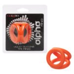 Alpha Liquid Silicone Tri-Ring Cock Ring – Orange - Image 4