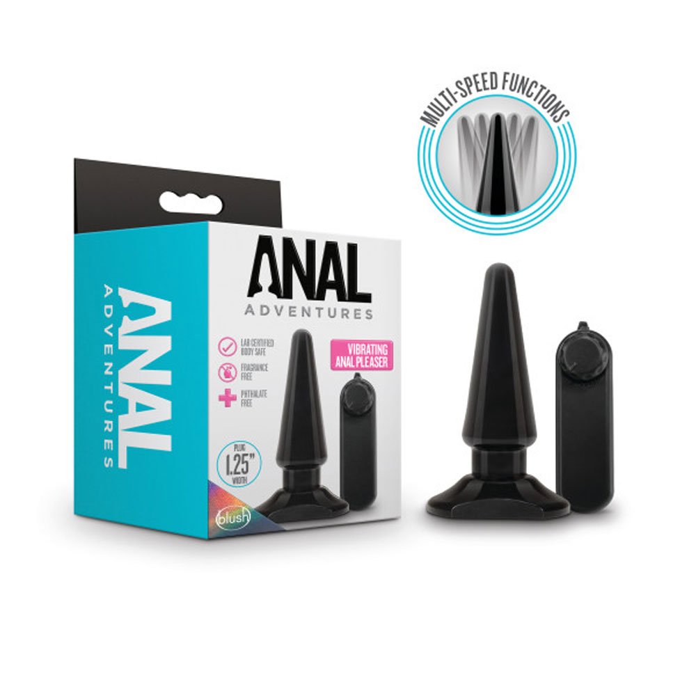 anal-adventures-basic-vibrating-anal-pleaser-black Anal Adventures - Basic Vibrating Anal Pleaser - Black - Image 1